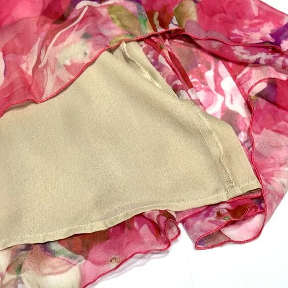 Jones New York Silk Chiffon Pink Floral Skirt 35"W Flowy Fairy Romantic Feminine - Picture 5 of 12